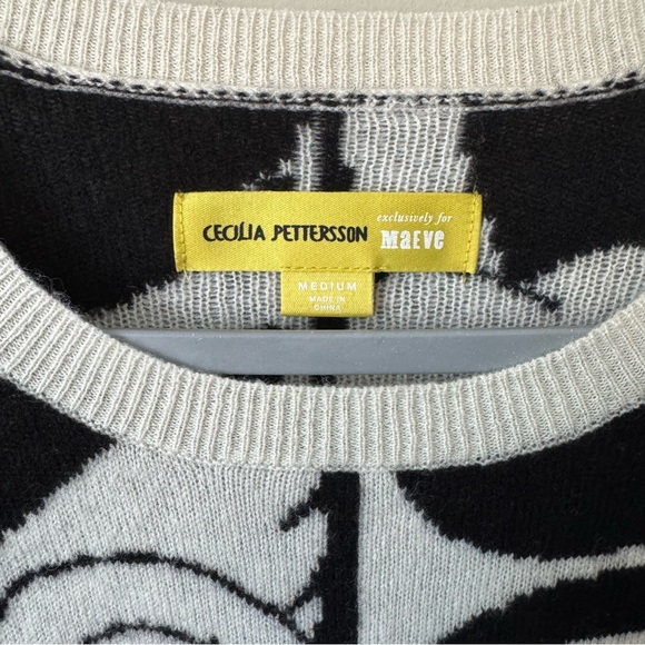 Cecilia Pettersson x Maeve Graphic Swan Sweater 100% Cashmere Size Medium - Picture 5 of 8